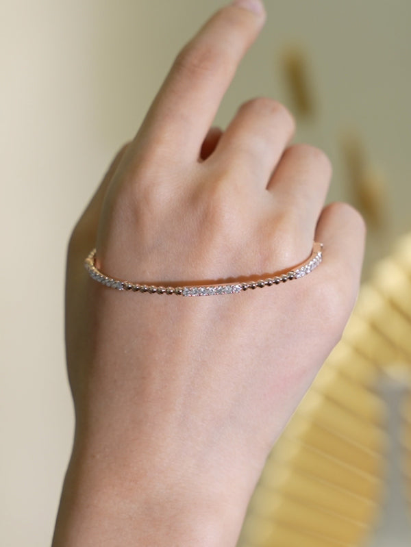 Diamond Gold Bead thin Bangle