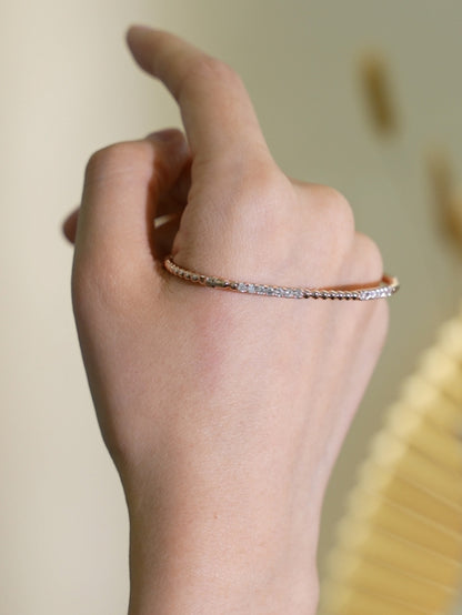 Diamond Gold Bead thin Bangle