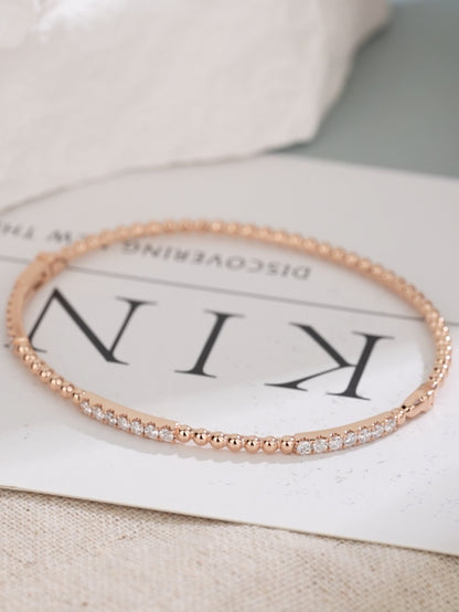 Diamond Gold Bead thin Bangle