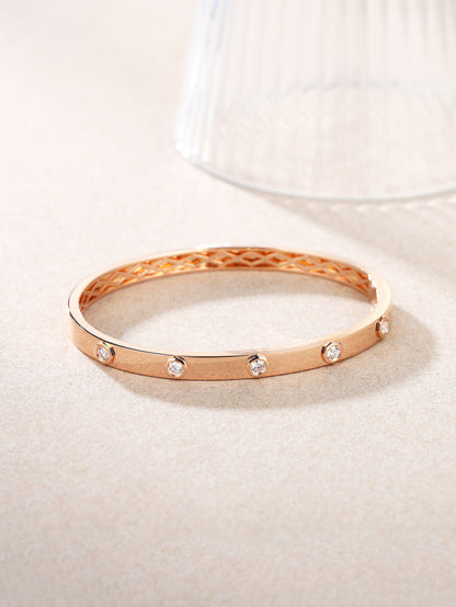 18K Rose gold Bangle  with Bezel Set Diamond,high quality bangle