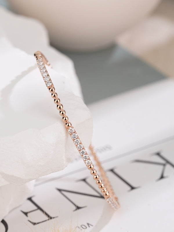 Diamond Gold Bead thin Bangle