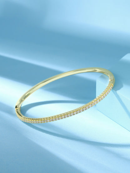 One Rows miscroscope setting  Diamond Hinged Gold Bangle Bracelet/ Oval Shaped Diamond Bangle