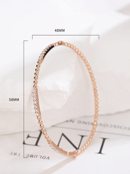 Diamond Gold Bead thin Bangle